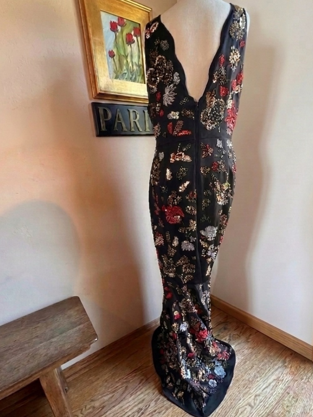 RARE Like New Alice and Olivia Elsa Embellished Mermaid Gown Size 12 - Picture 2 of 7